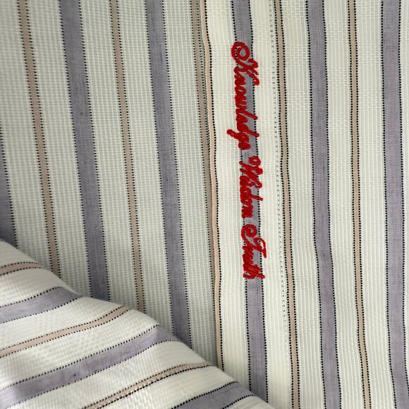 Robert Graham Woven Button Front Long Sleeve Shirt SLATER White Purple M - Picture 4 of 10